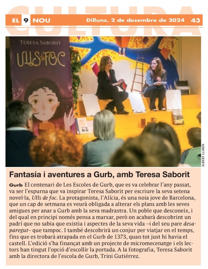 20241202-Diari_El9nou-20241202-Ulls_de_foc-Teresa_Saborit-Trini_Gutierrez-Presentacio_Les_Escoles_Gurb