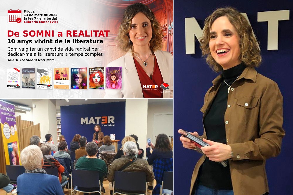 20250313-Llibreria_Mater_Vic_Osona-Pilar_Vila-Teresa_Saborit-Somni_realitat-10_anys_vivint_literatura-Canvi_vida